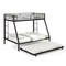 Costway Twin Over Full Metal Slats Bunk Bed Frame with Trundle, Guard Rail & Ladders White/Black